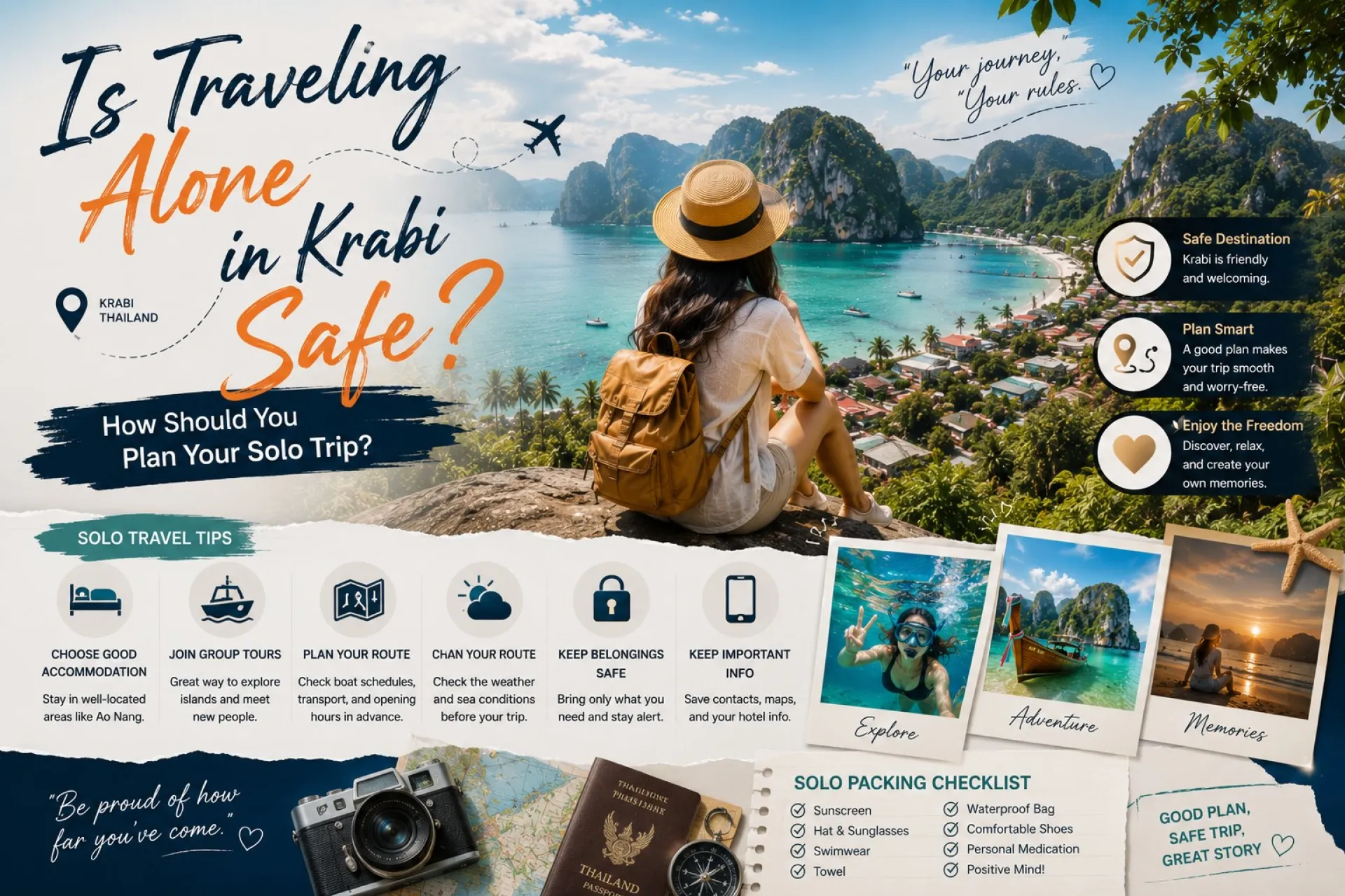 Traveling alone in Krabi can be a great experience for those who want to relax, spend time with themselves, and enjoy the freedom to plan their own itinerary.